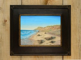 Original oil on canvas 15&quot;x18&quot; cape cod seascape with wood frame. - £299.70 GBP