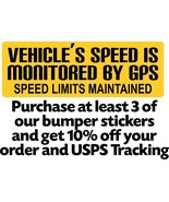 Vehicles Speed is Monitored by GPS Vinyl Bumper Sticker 8.6&quot; x 3&quot; SET OF 2 - £7.78 GBP