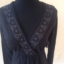 Faded Glory Black Beaded Embellished Kimono Top Size Small - £10.18 GBP