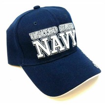 Blue Us United States Navy Text Logo Military Hat Cap Curved Bill Adjustable Nwt - £9.86 GBP