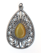 Large Statement Teardrop Charm Pendant Luminous Yellow Cabochon - £7.11 GBP