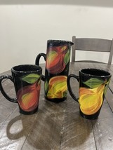 Mystic Mud Studio Pottery Pears Pitcher And Mugs Oregon Black 2015 Trudi... - $89.09