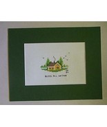 Counted Cross Stitch   Matted 8 x 10 &quot;Bless All Within&quot; Vintage 1984 Sig... - $12.87