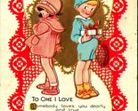Adorable Children Valentines Day To One I Love 1910s Vtg Embossed Postcard - $9.85
