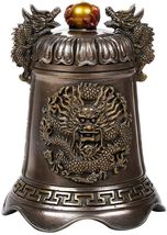 Oriental Fengshui Dragon Holding Orb Cast Bronze Bell Shaped Sculpture 5... - $31.99