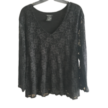 For Joseph Blouse 2X Stretch Lace 3/4 Sleeve V-neck Top Black Shirt Casual Work - £19.65 GBP