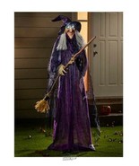 Indoor Outdoor Halloween Fall Decor 72&quot; Tall Witch Broomstick Lights and... - £67.22 GBP