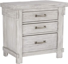 Farmhouse Three-Drawer Nightstand With Dovetail, In Textured White. - £265.71 GBP