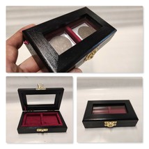 Pouch IN Black Wood And Glass 2 Boxes 50x50 Periziate Kingdom Burgundy V... - £36.58 GBP