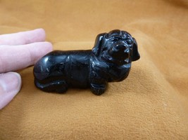 (Y-DOG-DA-700) black DACHSHUND weiner dog hotdog FIGURINE carving I love... - $17.53