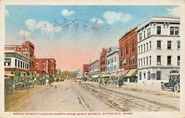 Pittsfield Ma~North Street Looking North From Depot ST~1916 Postcard - £7.50 GBP