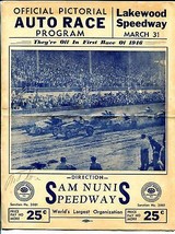 Lakewood Speedway AAA Big Car Race Program-Atlanta GA 3/31/1946-Ted Horn-VG - $303.13