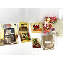 7 PC VTG Paper Calendar &amp; 4 Sunset Designs Needlepoint Yarn Art Embroidered - £43.11 GBP