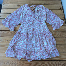 she + sky NWT women’s floral back lace up Mini dress size M pink X5 - £11.92 GBP