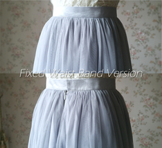 Light Gray Floor Length Tulle Skirt Bridesmaid Custom Plus Size Skirt Outfit image 6