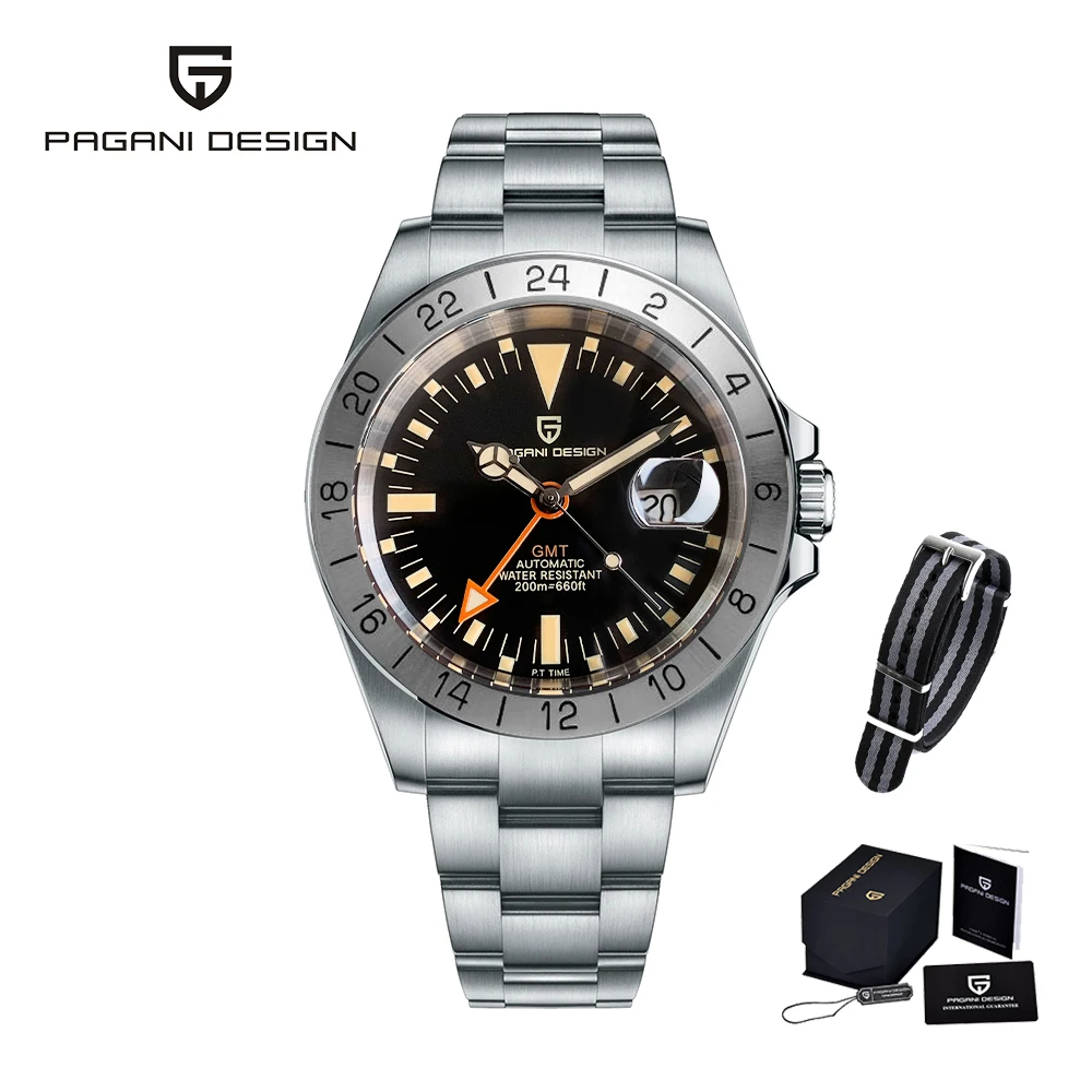 2022 New PAGANI DESIGN Men Automatic Mechanical Watch Clic Retro GMT Watch Stain - £295.13 GBP