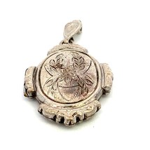 Antique Sterling Silver Engraved Victorian Floral Locket Photo Inside Pe... - £59.21 GBP
