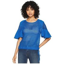 Free People F Babes Only Lasting Laguna Blue Flutter Sleeve Open Knit Top XS NWT - £26.86 GBP