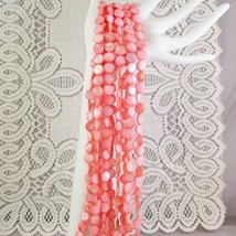 Peach Coral Mother of Pearl Shell Beads Round lentil, 10mm 1 str, 40 beads - £2.62 GBP