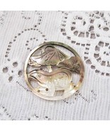 Carved Black Lip Shell Frog Focal Pendant, 50mm Round - $10.50