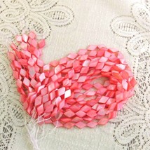 Peach Mother of Pearl Shell Beads Diamond Shaped Flat 15mm 1 strand 25  - $3.39