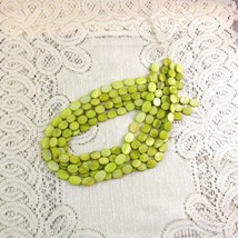 Mother of Pearl Flat Oval Shell Beads Green 12mm 1 16 in. str. 35 pc. - £2.25 GBP