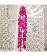Fuchsia Pink Mother of Pearl Shell Beads Flat Oval 18mm 1 16&quot; strand, 22... - $3.39