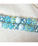 Aqua, White Lampwork Glass Rondelle Bead Mix. 13mm, 8 pc. - €4,33 EUR