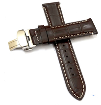 18mm 20mm 22mm 24mm Brown With White Stich Watch Band Strap Deployment Buckle - £15.81 GBP