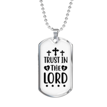 Lord And Trust Christian Necklace Stainless Steel or 18k Gold Dog Tag 24&quot; Chain - £38.11 GBP+