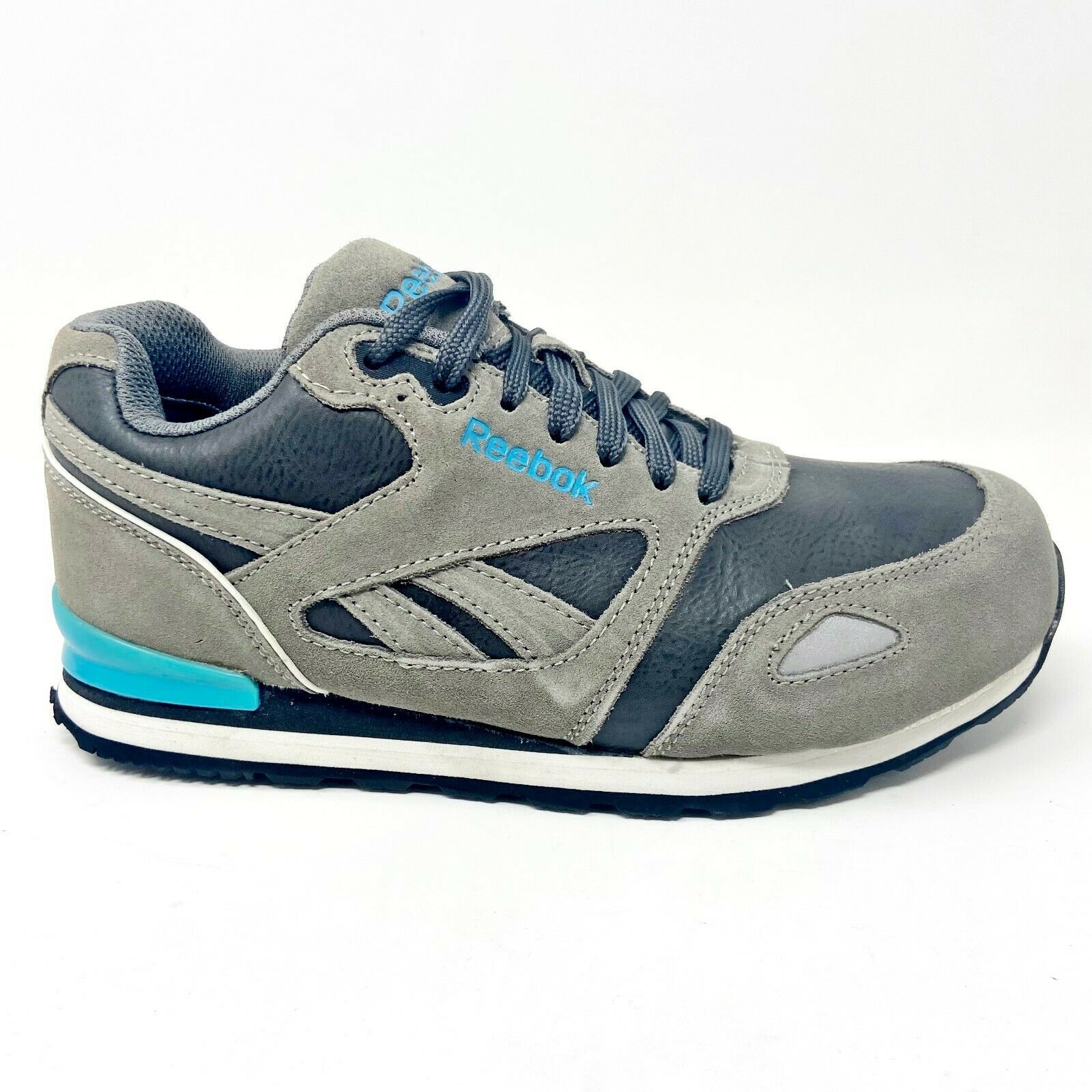 Reebok Work Prelaris Grey Blue Retro Womens Size 7.5 Wide Comp Toe Shoes... - $34.95