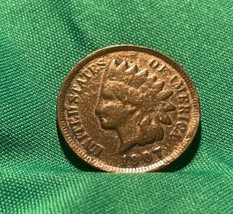 1907 Rare 116 Year Old Antique RF Indian Head Liberty Penny Cent Collection Coin - £13.38 GBP