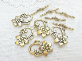 Gold Plated Pewter Flower Toggle Clasp, 30mm, 3 Toggle Sets - $3.39