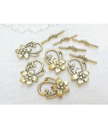 Gold Plated Pewter Flower Toggle Clasp, 30mm, 3 Toggle Sets - $3.39
