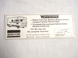 1973 Ad Natick Ford Boston, Mass. with Winnebago illustration - $152.40 MXN