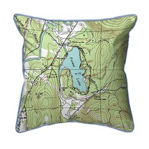 Betsy Drake Forest Lake, NH Nautical Map Small Corded Indoor Outdoor Pillow - £38.83 GBP