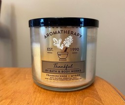 Bath And Body Works THANKFUL Aromatherapy Candle Frankincense Myrrh BBW ... - £53.30 GBP