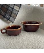 2 Vintage Hull McCoy Brown Drop Pottery Bowl Cup Soup Mug - $39.95 CAD