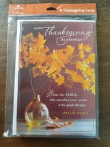 Thanksgiving Card 6 Pack  HALLMARK greeting friends family sharing autumn leaf 8 - £2.34 GBP