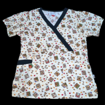 Mary Engelbreit Scrub Top Shirt Women Sz XS Fall Leaves Family Friends L... - $15.99