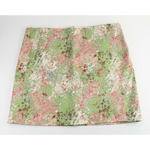 J Crew Green Pink Floral Print Sateen Stretch A Line Skirt 6 EUC - £15.41 GBP