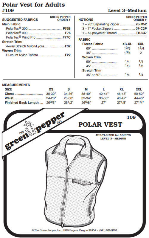 Adult’s Plush Polar Jacket & Vest Coat #507 Sewing Pattern (Pattern Only) - $10.00