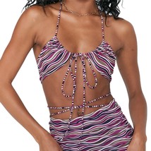 Princess Polly purple multi striped Monica strappy halter top size 6 or ... - $19.99