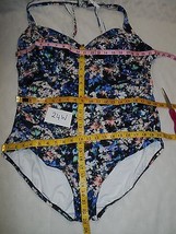 Badgley Mischka Floral Print Shirred One Piece Swimsuit (Plus Size) SZ 24W -$140 - £42.29 GBP