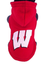 NEW NCAA Wisconsin Badgers Collegiate Polar Fleece Dog Hoodie Jacket Sweatshirt  - £12.73 GBP