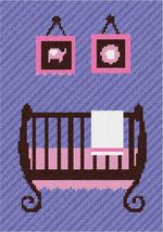 Pepita Needlepoint Canvas: Baby Girl Crib, 7&quot; x 10&quot; - $50.00+