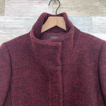 Ann Taylor Wool Tweed Snap Funnel Neck Coat Red 3/4 Sleeve Lined Womens 10 - £38.98 GBP
