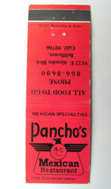 Pancho&#39;s Mexian Restaurant - Bellflower, California 20 Strike Matchbook Cover CA - £1.59 GBP