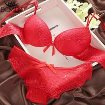 Women Sexy Solid Bra Lace Bra&amp;Panty Set Cotton Embroidery Underwear Ling... - £19.65 GBP