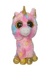 Ty Beanie Boos Fantasia Pink Unicorn Plush Stuffed Animal 2019 6.5&quot; - £15.80 GBP